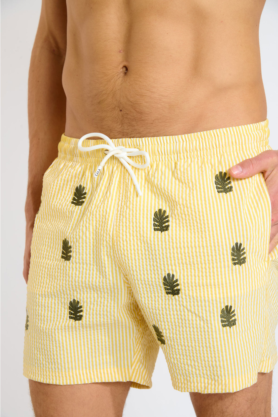 Short de bain à rayures jaune et motif tropical EMILIO MINORI - 4