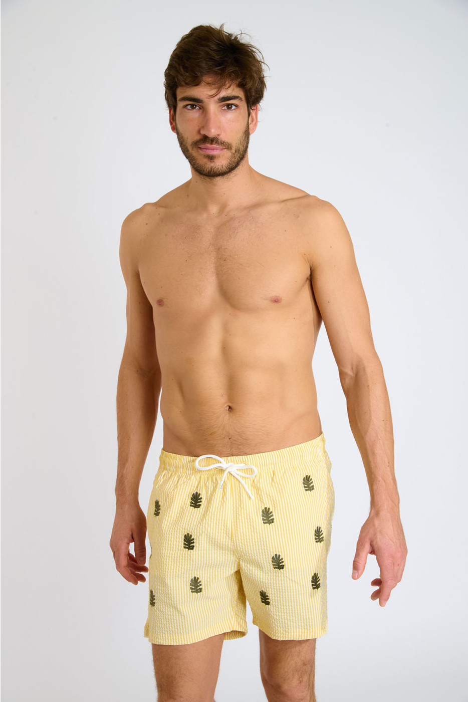 Short de bain à rayures jaune et motif tropical EMILIO MINORI - 6