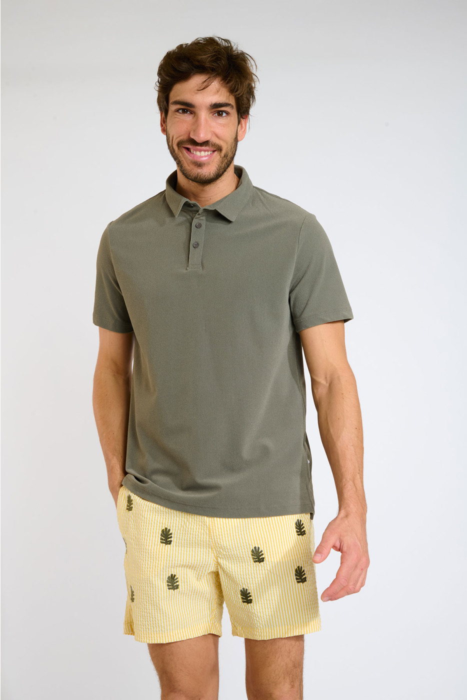 Short de bain à rayures jaune et motif tropical EMILIO MINORI - 7