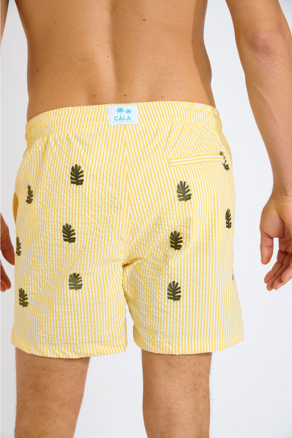 Short de bain à rayures jaune et motif tropical EMILIO MINORI - 3
