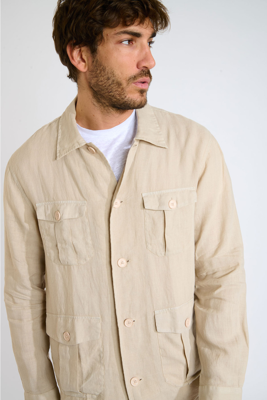 Chemise saharienne beige LIONEL PISE - 3