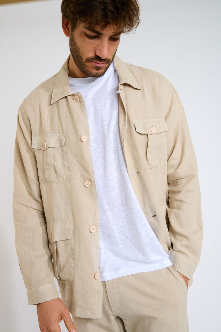 Chemise saharienne beige LIONEL PISE - 4