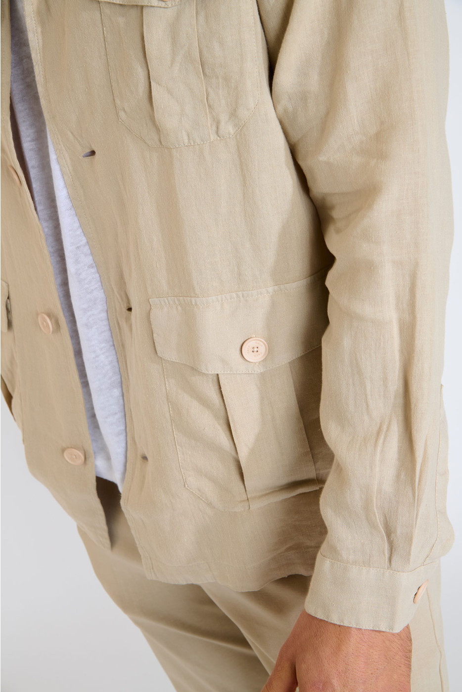 Chemise saharienne beige LIONEL PISE - 5