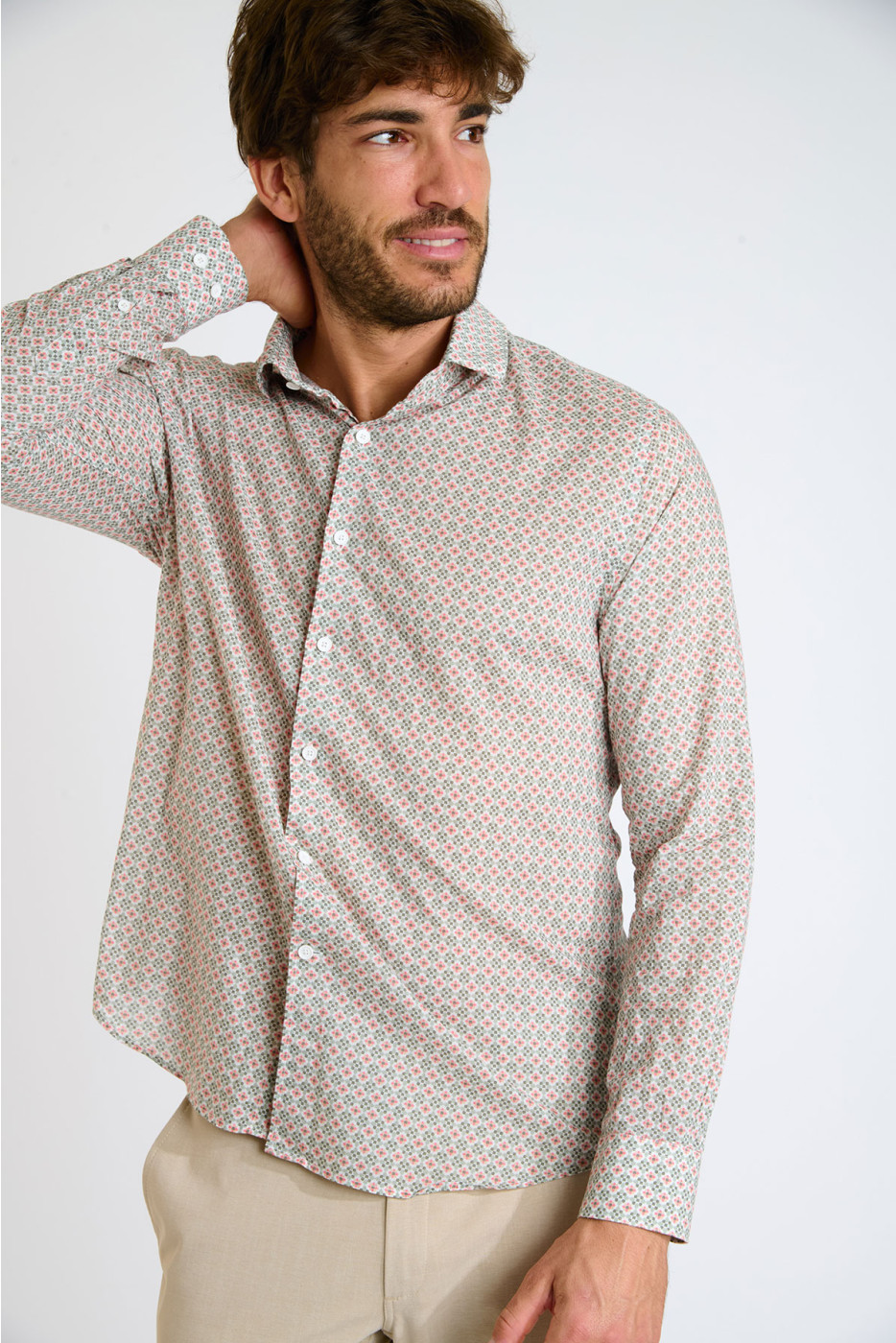 Chemise kaki à motifs QUENTIN MAZARA - 6