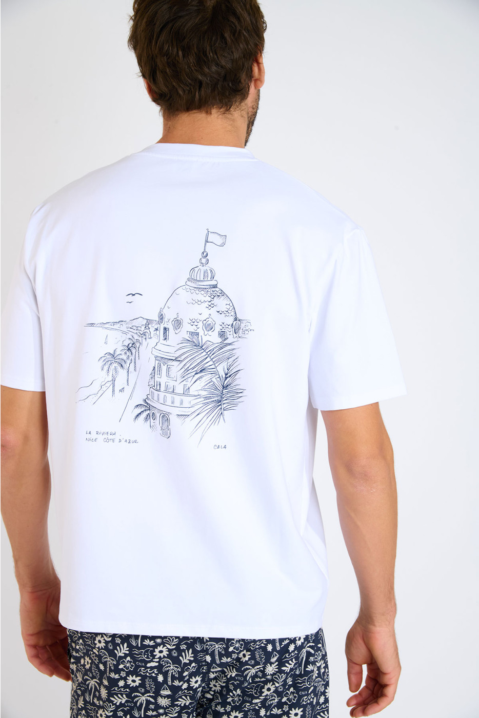T-shirt blanc imprimé promenade de Nice THEOPROM NAVIGLIO - 2