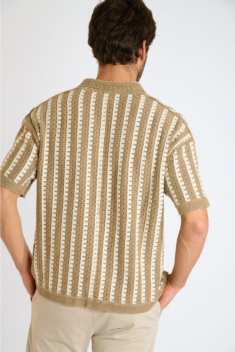 Chemise en maille taupe TRISTAN SOVERATO - 5