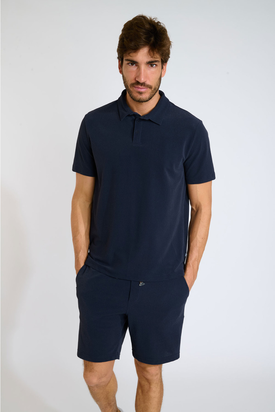 Polo matière éponge bleu foncé VASCO AMALFI - 5