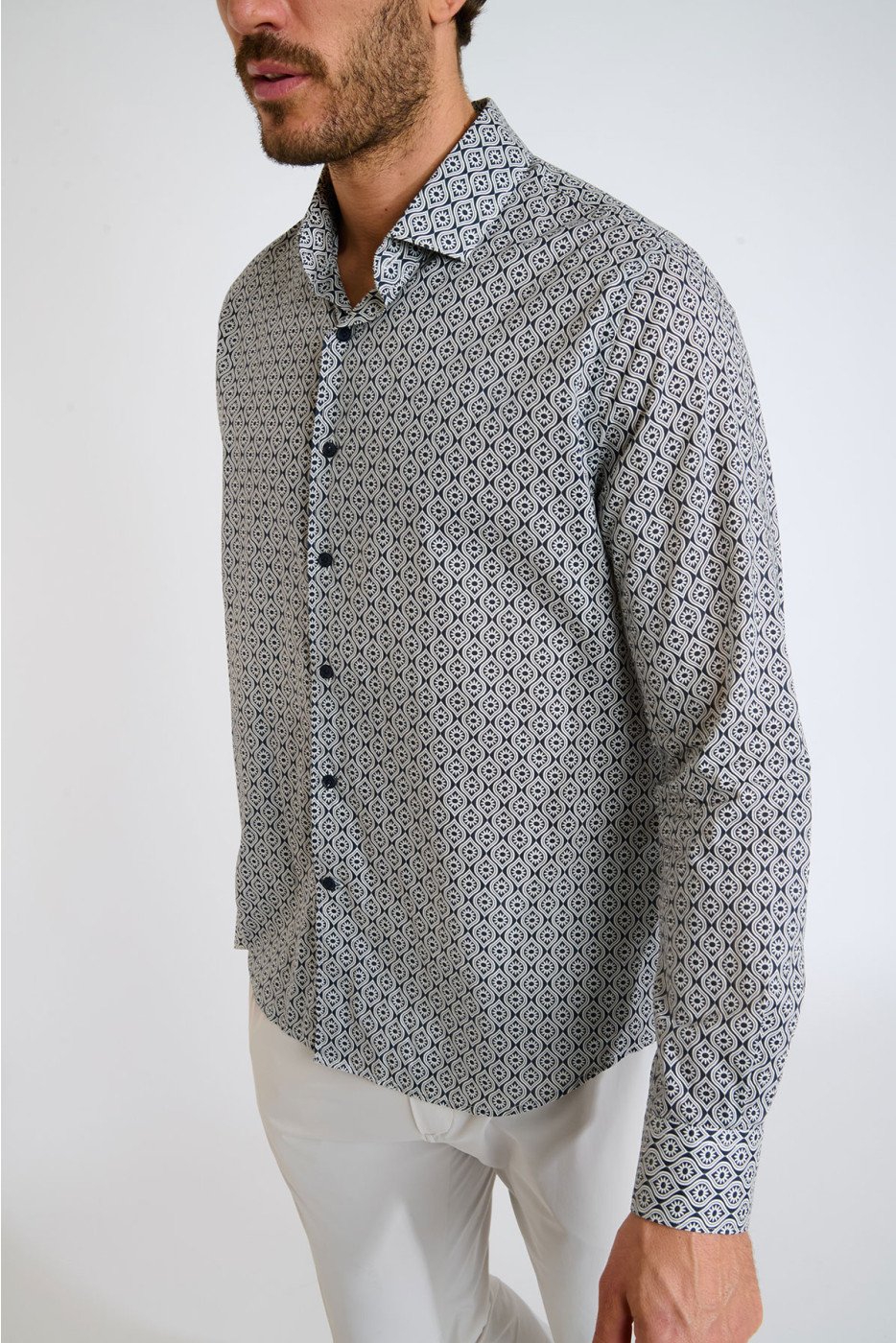 Chemise bleu marine imprimé mosaïque QUENTIN ORTONA - 4