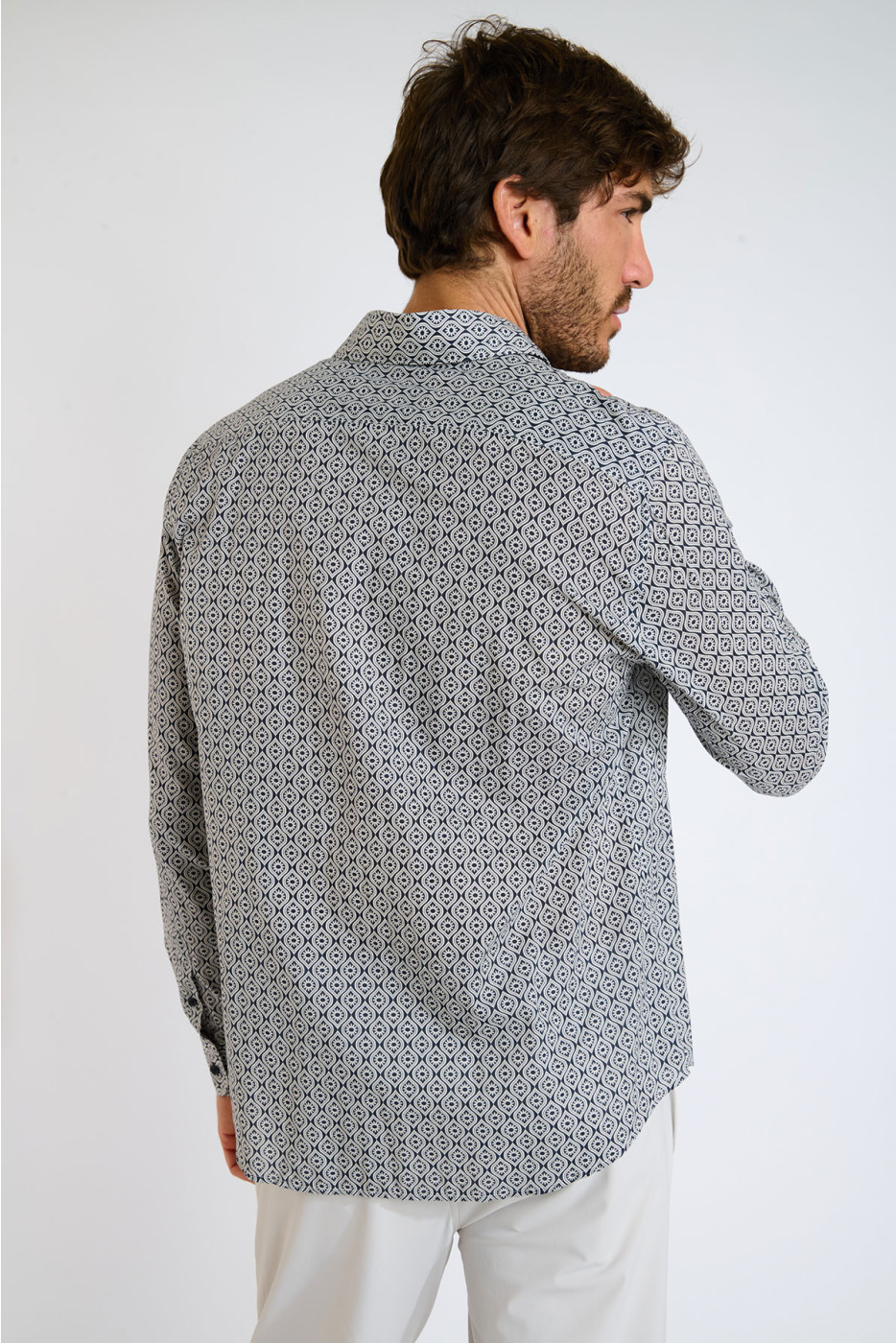 Chemise bleu marine imprimé mosaïque QUENTIN ORTONA - 3
