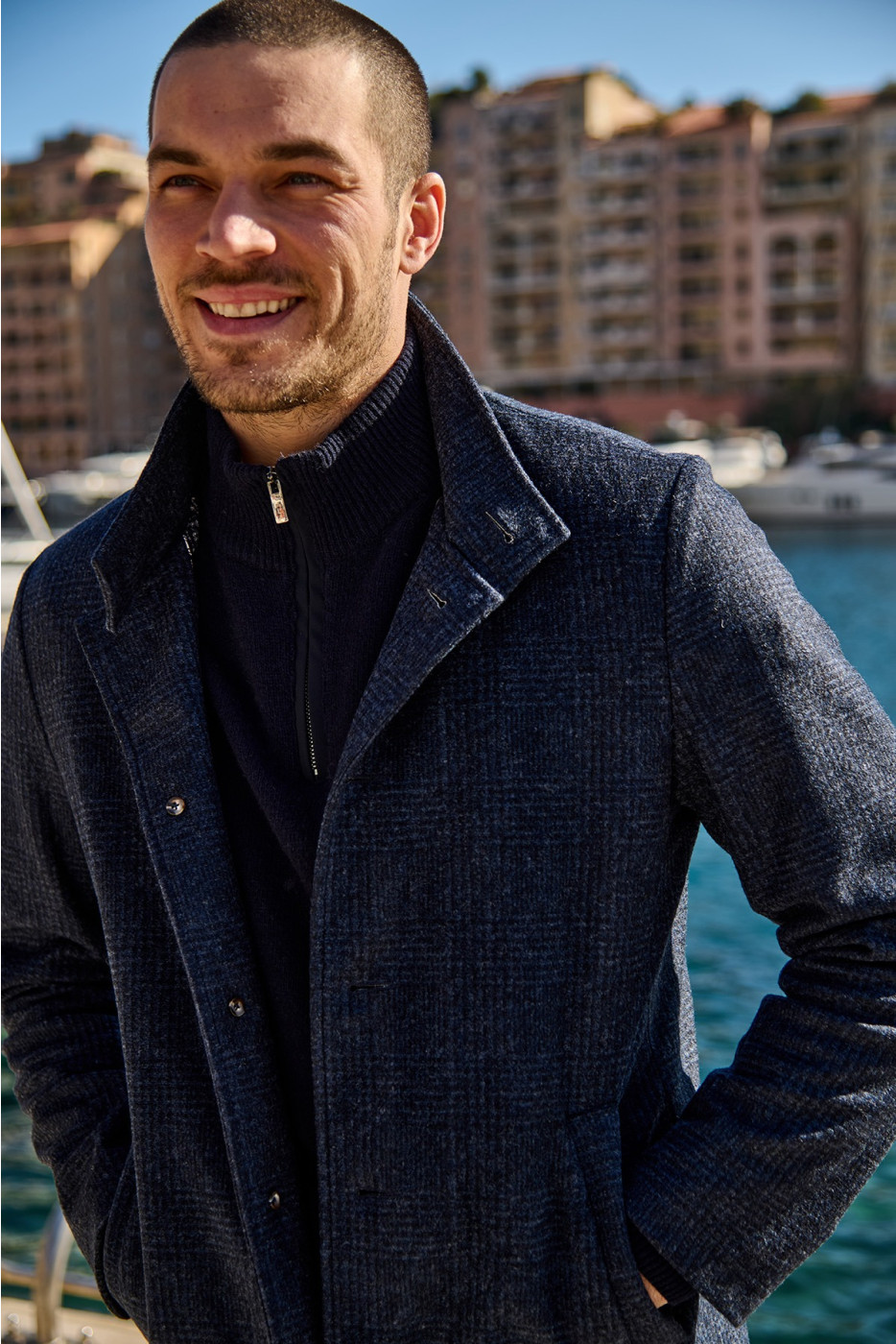 Manteau bleu marine UMBERTO GROSSETO - 9